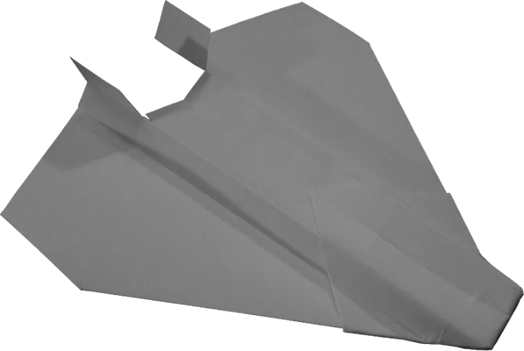 The folded P12 Raptor paper airplane