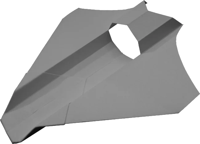 The folded P14 Skymaster paper airplane